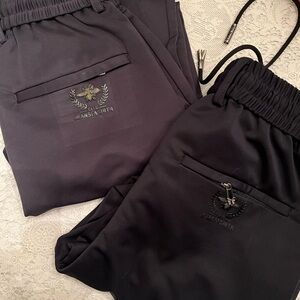 Men's Small Elastic Waist Drawstring Pants. One Black. One Navy. (2 fer)